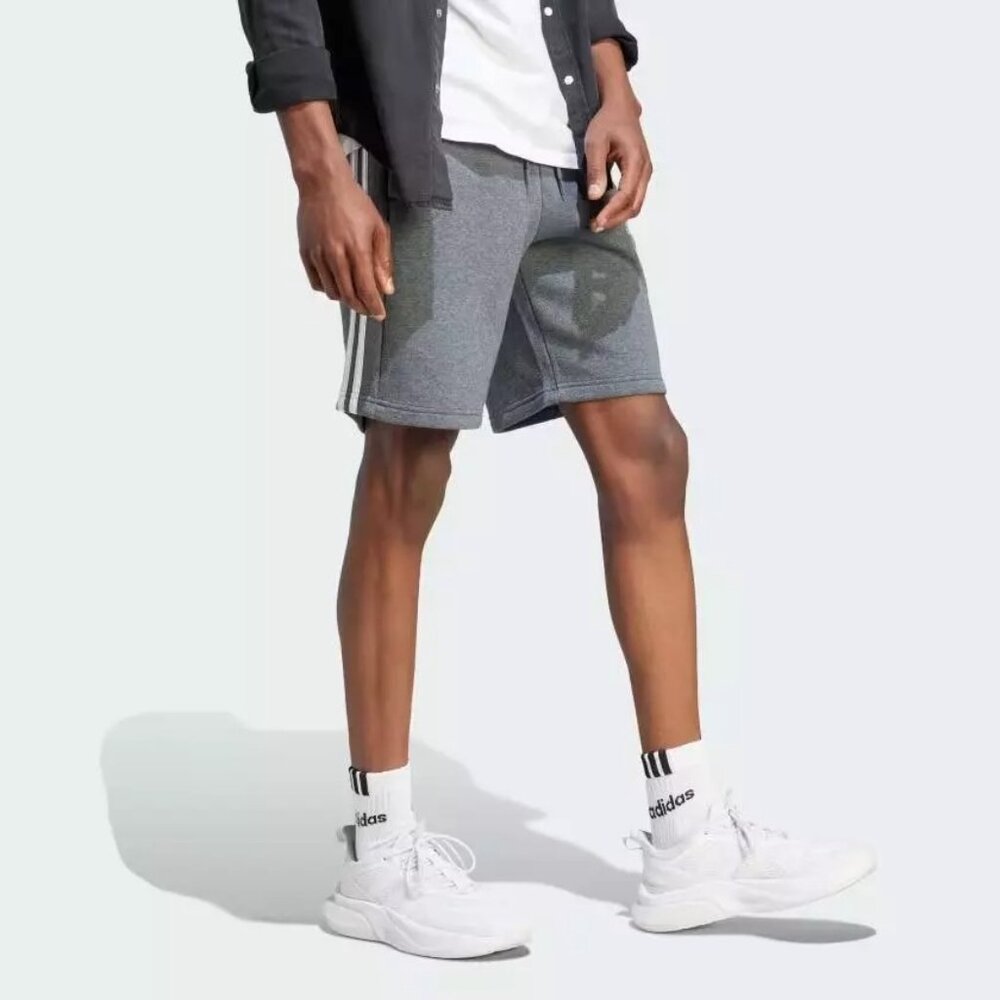 adidas Men's Essentials Fleece 3-Stripes Shorts Gray X-Large Tall - Picture 2 of 6